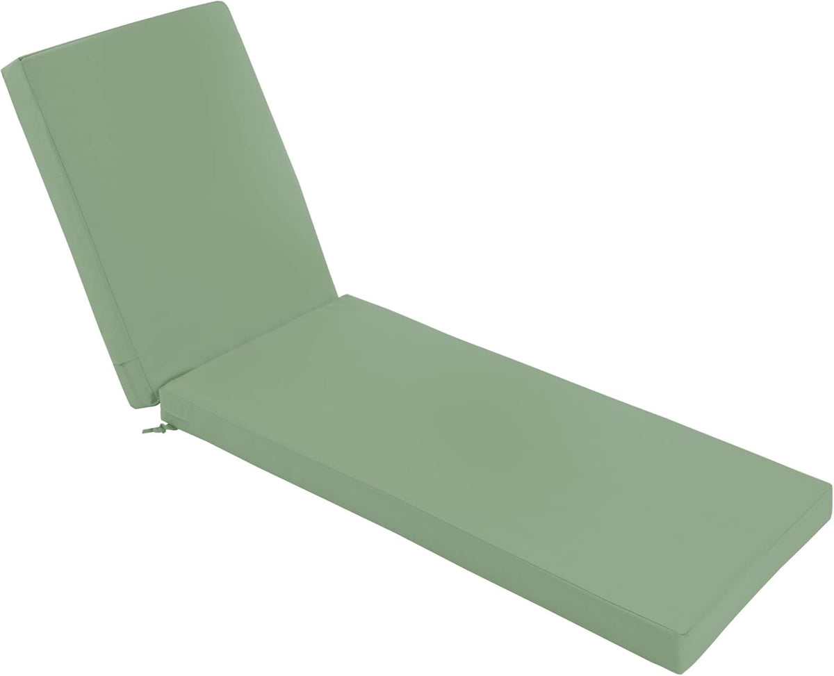 Chaise Lounge Cushions Outdoor - Waterproof and Fade Resistant Sun Lounger Replacement Cushions - Patio Lounger Pads with Removable Cover for Pool, Deck, Lawn, 72 x 21 x 3 Inch, Sage Green
