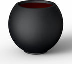 Kante Round Concrete Flower Pot, 11 Inch Dia (7.9" Opening) Sphere Shape Design Planter with Drainage Hole and Rubber Plug for Indoor & Outdoor Plants, Black Finish with Warm Brown Interior