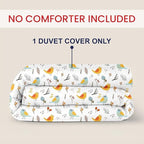 Kotton Culture 1 Pc Queen Size Duvet Cover Only -100% Egyptian Cotton Sateen 600 TC Ultra Soft Premium Durable Comforter Cover Zipper Closure & Corner Ties (Forest Birds, Queen/Full 90" X 90")