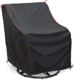 Patio Chair Covers (29" W x 34" D x 35" H) Patio UV Resistant Waterproof Furniture Covers with Red Pull Rings for Easy Use and Storage (1 Pack, Black)