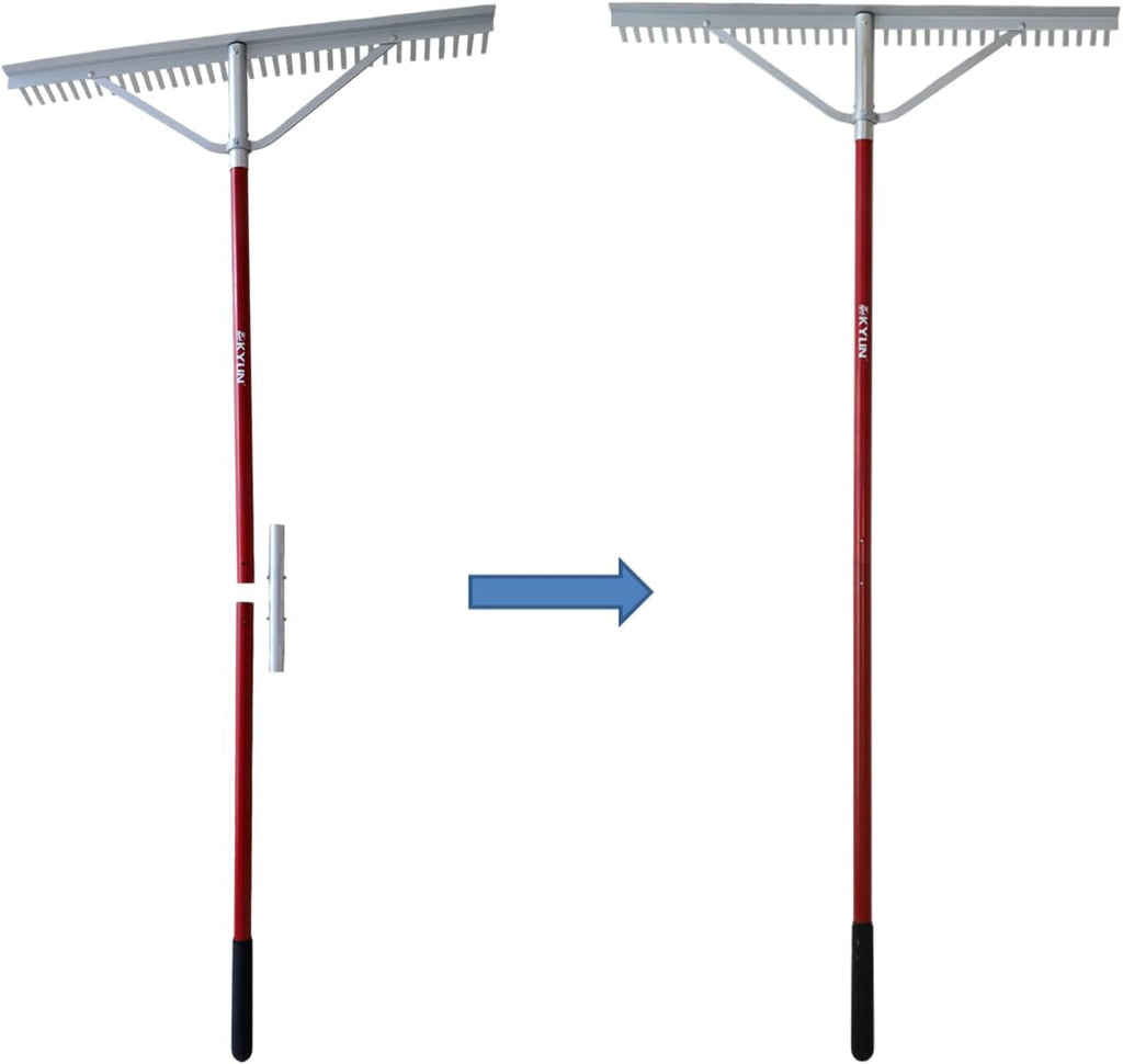 KYLIN Landscape Rake for Lawns 36Tines 36Inch with 66 Inch Extra-Long Aluminum Handle, Leaf Rake Tool for Loosening Soil, Lawn Care, Weeding Lake, Garden, Pond, Beach Landscaping