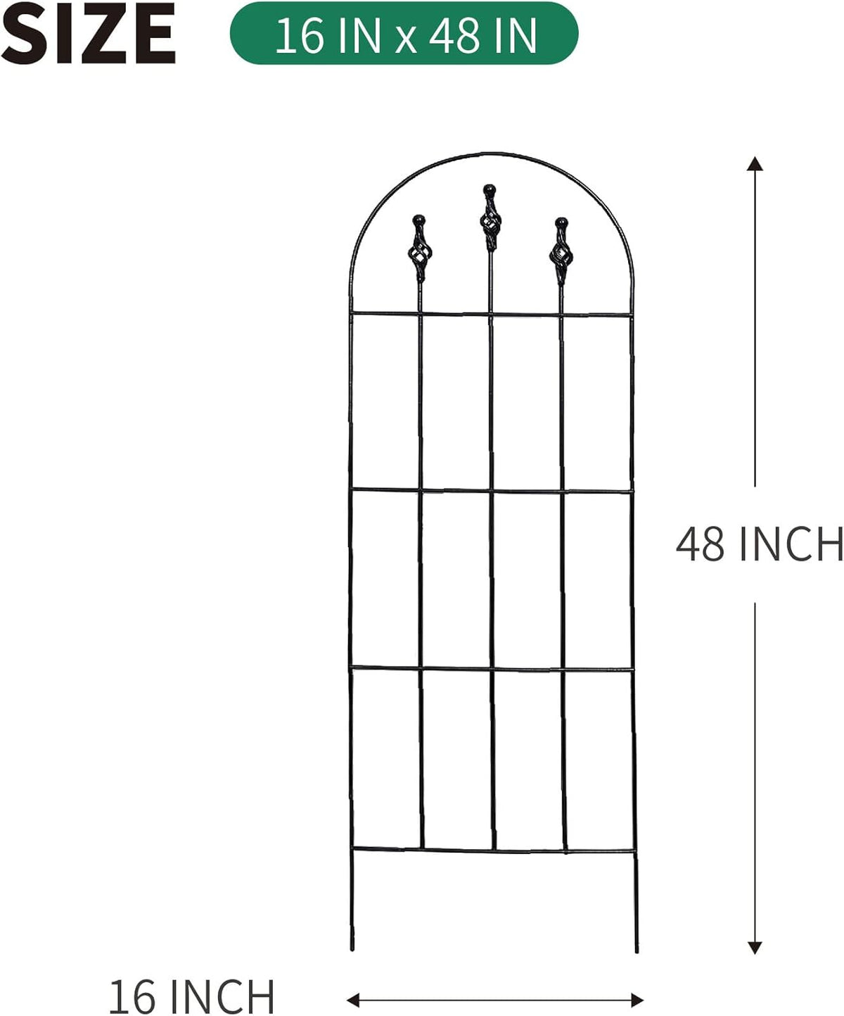 48" H x16 W Trellis,Black Garden Metal Vine Sturdy Trellises for Outdoor Climbing Plants Support Structures B (121cm) 2Pack