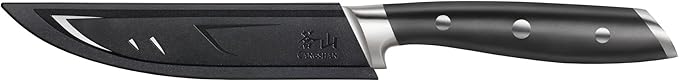 Cangshan ALPS Series 502780 German Steel Forged 4-Piece Steak Knife Set with Sheaths, Black