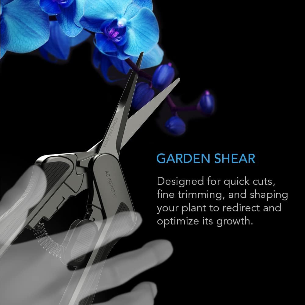 AC Infinity 6.6” Stainless Steel Pruning Shear 2-Pack, Lightweight Ergonomic Design, Straight Precision Blades with Nonstick Titanium Coating for Gardening, Hydroponics, Grow Tents