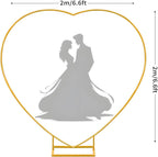 Heart Shape Wedding Metal Arch Backdrop Gold Flower Balloon Arbors Stand for Wedding Birthday Party, Graduation Decorations and Baby Shower 2M