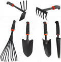 Large Garden Tool Set with Non-Slip Rubber Handle - 6 Piece Heavy Duty, Gardening Hand Tools, Sturdy Durable, Classic Utility Gardening Gift