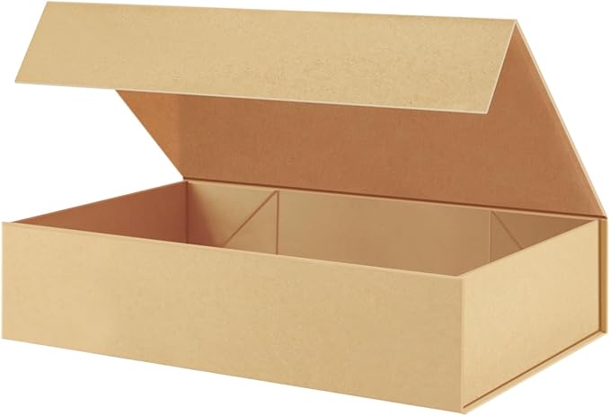 PACKHOME Extra Large Gift Box 17.5x11.3x4.3 Inches, Sturdy Shirt Box with Magnetic Lid for Clothes and Large Gifts (Kraft)