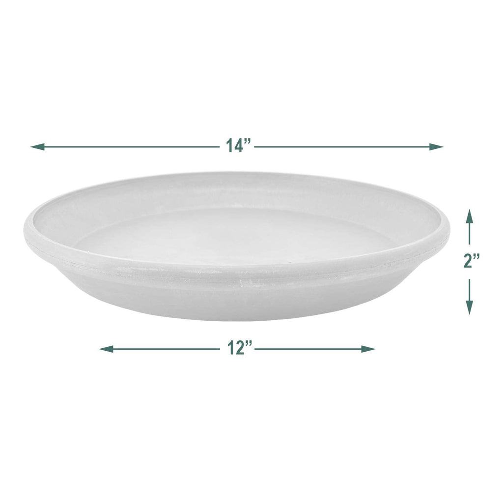 PSW Pot Collection AP35TC 14-inch Plastic/Stone/Wood Composite Plant Saucer Drip Tray – No Drainage Hole (Drillable), Indoor/Outer Water Tray, Terra Cotta Color