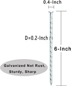 6-Inch Landscape Stakes Spiral Galvanized Landscape Spikes for Weed Barrier, Carpentry, Tent (150)