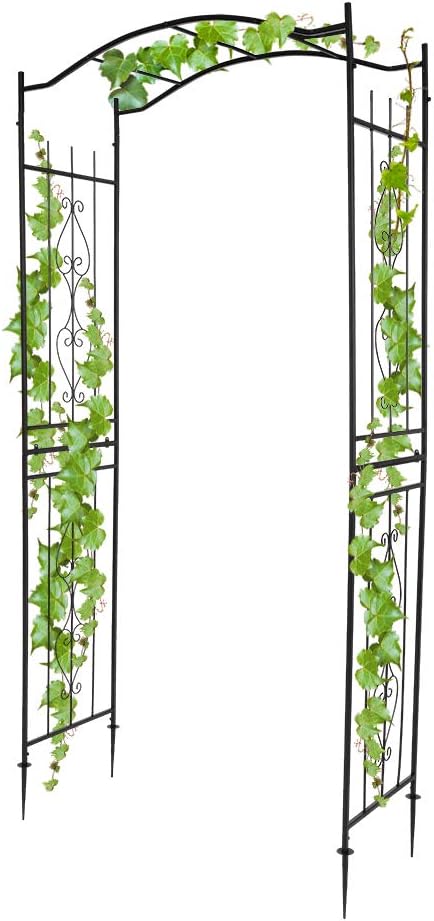 VINGLI Garden Arbor, Arch for Wedding Ceremony Party, Christmas Garden Decor Steel Garden Trellis for Plant Climbing, Pergola for Garden, Backyard, Lawn (Bridge Top)