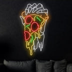 Pizza Skeleton's Hand Neon Sign, Pizza Led Sign, Italian Pizza Restaurant Light, Pizza Lover Gifts, Pizza Wall Led Décor Size:22inch