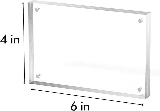 4x6 Acrylic Picture Frame 3 Pack, Clear Freestanding Double Sided Frameless Magnetic Photo Frames, Desktop Display Decor Gift