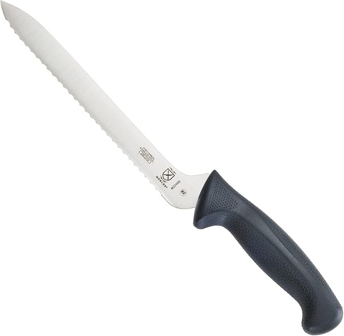 Mercer Culinary M22408 Millennia Black Handle, 8-Inch Offset Wavy Edge, Bread Knife