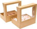 Bakepacker Auto-pop up 12 Cupcake Containers 6-Packs Brown Cupcakes Carrier, 12 Cupcake Boxes with Window 13"x10"x3.5"