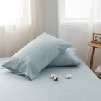 FACE TWO FACE Bedding Duvet Cover Set 3 Pieces 100% Washed Cotton Duvet Cover Linen Like Textured Breathable Durable Soft Comfy (California King, Light Blue)