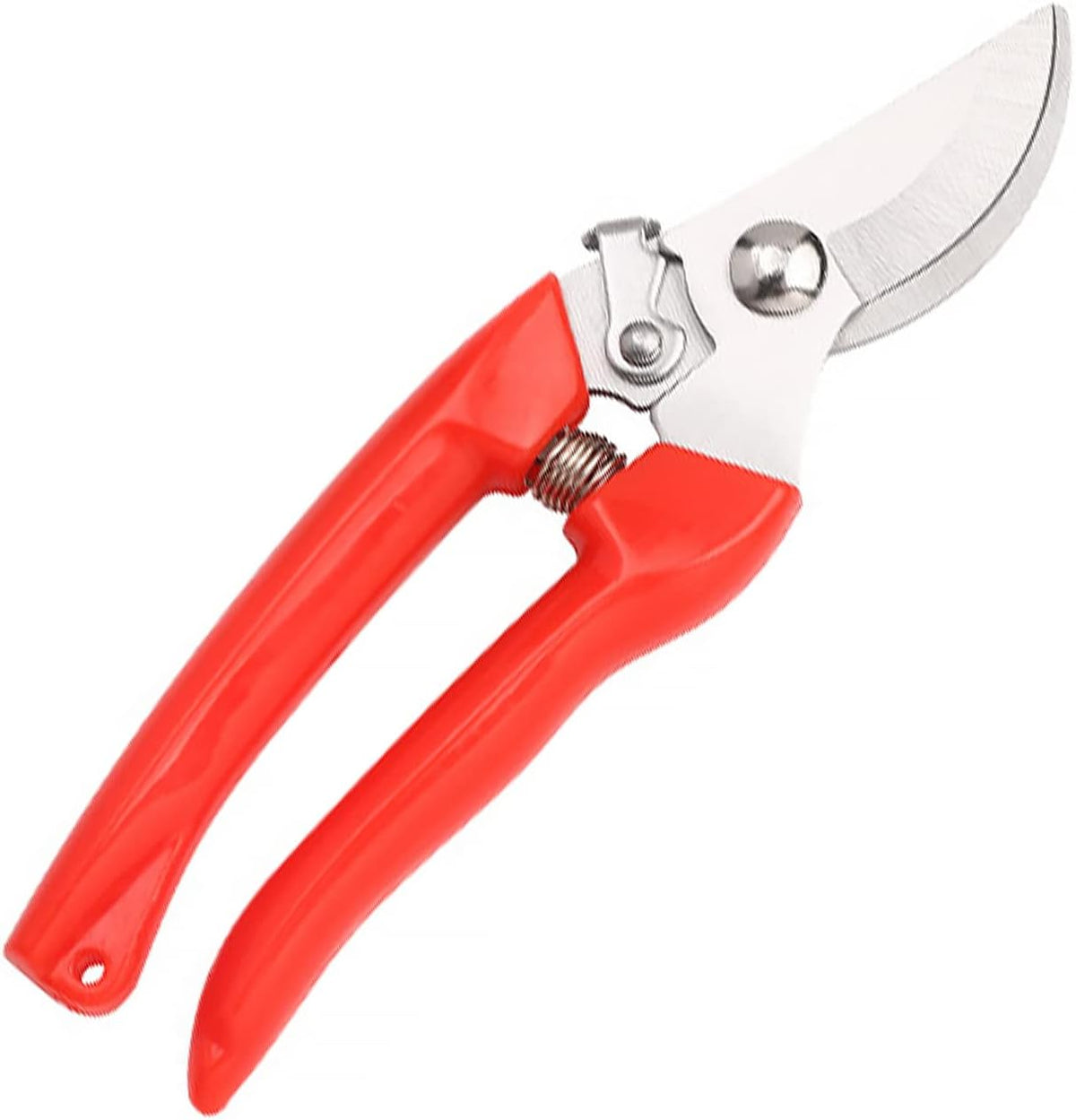 Curve Gardening Scissor with Sharp Stainless Steel Blade Garden Shears for Cutting Flowers Trimming Plants of Yard Florist Flower Rose Herb Hedge Bonsai and Fruits Picking (Red Handle)