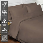 Pizuna Pure 100% Cotton Queen Duvet Cover Set, Luxurious 400 Thread Count Long Staple Cotton Sateen Weave with Button Closure (Combed Dark Brown Cotton Duvet Cover Queen)