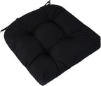 FUNHOME Outdoor Chair Cushions 19 x19 Inch,Water Resistant Tufted Seat Cushions 19",Reversible,Weather Resistant,Rounded Back Wicker Chair Cushion for Patio Garden Furniture(Black)