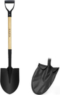 41 Inch Round Point Shovel for Digging,Heavy Duty Garden Shovel with D-Handle,Wooden Handle,Ideal for Gardening,Landscaping,Beach,and Snow Removal