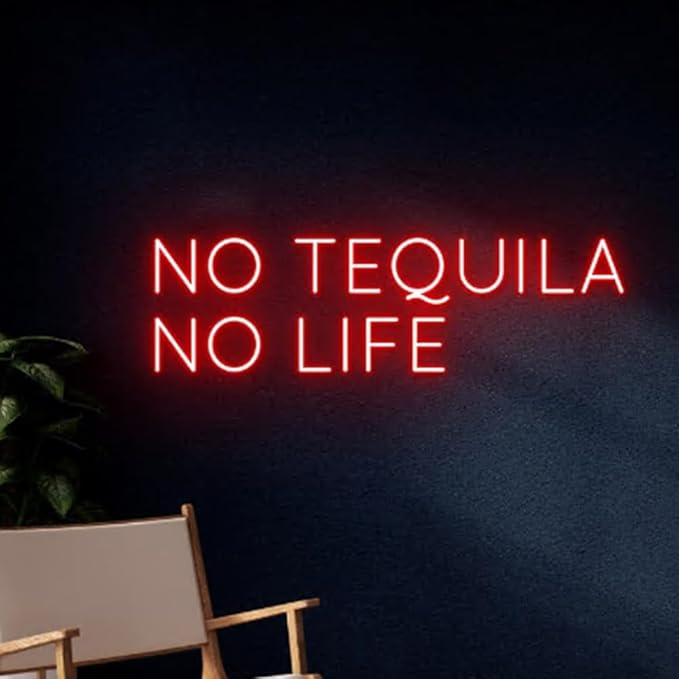 No Tequila No Life Neon Sign, No Tequila No Life Led Light, Tequila Led Sign, Tequila Neon Light, Wine Bar Room Wall Decor, Club Neon Light Size:18inch