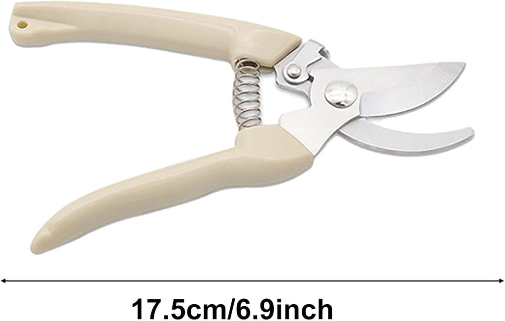 2PCS Garden Flower Shears Pruning Shears 6.9 inches Scissors Heavy Duty Plant Scissors for Cutting Flowers, Trimming Plants, Bonsai, Fruits Picking (White Handle 2pcs)