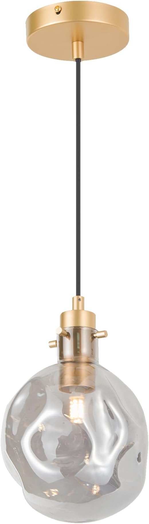 Pendant Lights Kitchen Island Organic Globe Smoky Color Modern Blown Glass Kit Adjustable Cord Hanging Light Fixtures Table Bar Dining Room Counter Bedroom Diameter 5.9 Inch
