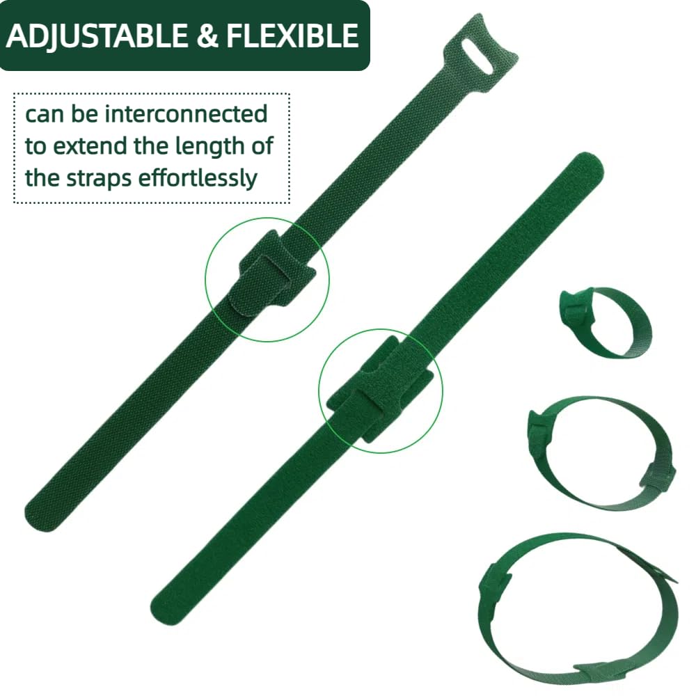CHZKVOY 100Pcs 6-Inch Green Reusable Adjustable Plant Ties & Garden Tape