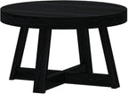 Plank+Beam Classic Round Coffee Table, 30 Inch Farmhouse Coffee Table, Mini Center Tables for Small Spaces, Small Living Space Tea Table, Black Wirebrush
