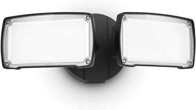 LUTEC LED 3500 Lumen 32W 5000K Integrated Dual-Head Floodlight Outdoor Dusk to Dawn Waterproof Exterior Security Wall Light for Patio Garden Yard