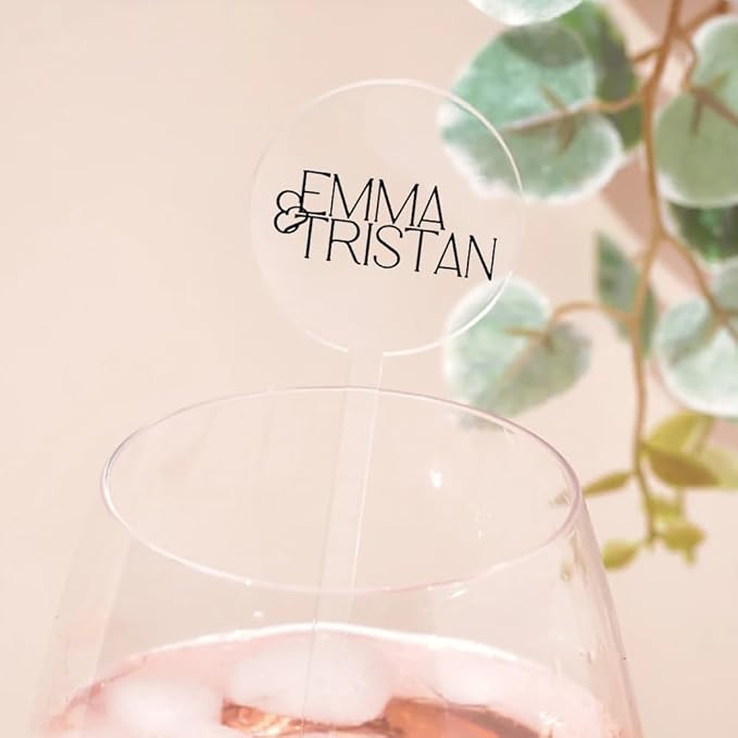 Personalized Wedding Drink Stirrers, Custom Anniversary Stir Swizzle Sticks, Cocktail Bar Last Name Wedding Decorations, Customized Cocktail Stirrers 3
