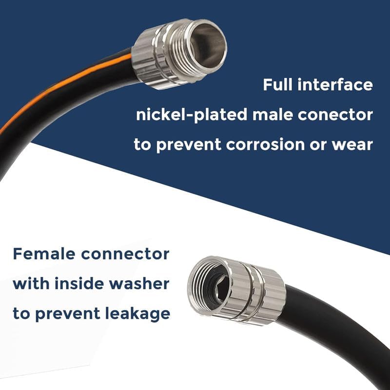 Giraffe Tools Leader Hose 12ft x 5/8", Custom Length, Heavy Duty, No Kink, Flexible, Rubber Garden Hose, Leakproof Water Hose with Male to Female Fittings, 600 Burst PSI