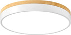 Dimmable Wood LED Ceiling Light Fixture, White Round Low Profile Flush Mount Ceiling Lighting, Modern 5CCT 2700K-6000K Ceiling Lamp for Living Room Hallway Kitchen Bedroom, 15.8in, YY20240516D