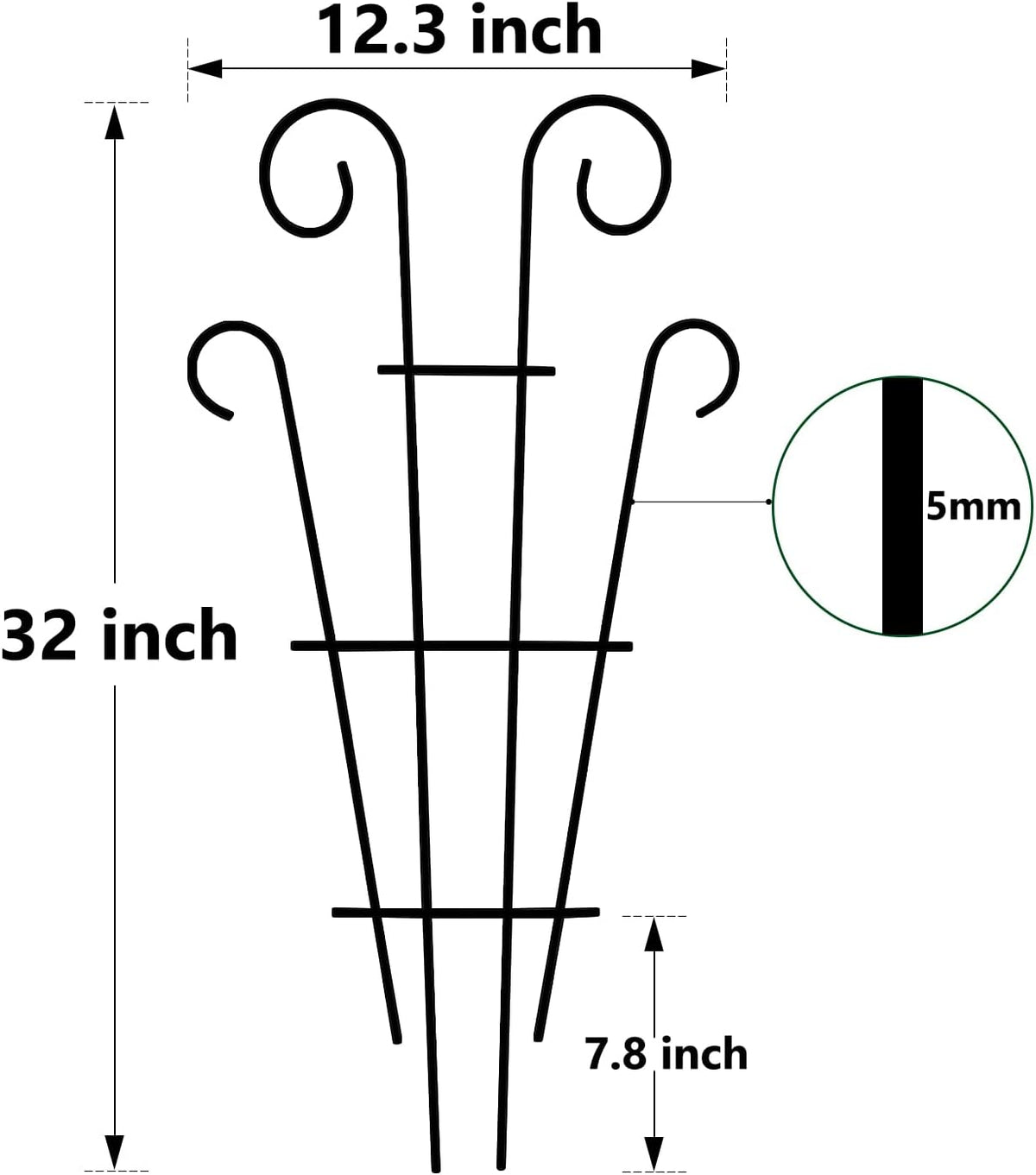 4 Pack 32'' Indoor Plant Trellis for Potted Plants Climbing, Outdoor Metal Garden Trellis Houseplants Flowers Vine Ivy,Wave Shape, Black