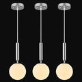 Modern Hanging Light Fixture Pendant Lighting for Kitchen Island Mid Century Chrome Pendant Lights with Globe Milky White Glass Pendant Light for Bedroom Bathroom Entryway (3 Pack)