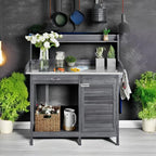 Yaheetech Potting Bench Outdoor Potting Table with Storage,Gray
