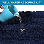 H.VERSAILTEX Bathroom Rugs Bath Rug Set 2 Piece Bathroom Contour Rug Toilet Mat Sets Non Slip Contour Bath Rug Ultra Thick Water Absorbent Striped Bath Mats Washable(47" x 17" Plus 20" x 20" U, Navy)