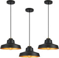 12 Inch Black Pendant Light Fixture,Farmhouse Hanging Lamp Adjustable Height Dome Pendant Lights for Kitchen Island Dining Room,3 Pack