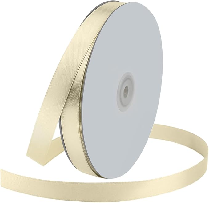 5/8" Wide x 100 Yards Single Face Polyester Satin Ribbon, Satin Ribbon for Crafts, Gift, Hair Bows, Wedding Party Decoration, Bow Making & Other Projects (Ivory)