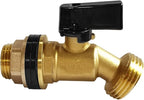 Uenede Brass Water Container Rain Barrel Faucets Spigot 3/4" G Male Thread Large Inlet to 3/4" GHT Male Thread Outlet with Quarter Turn Ball Valve Include Bulkhead Fitting and Washers 2PCS