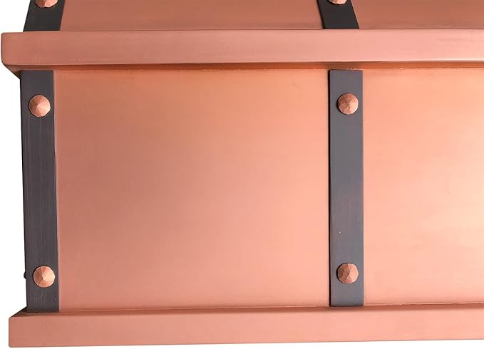 CT Copper Tailor Sloped Copper Vent Hood Wall Mount,54'' W,48''H,1260 CFM Exhaust Fan,Stainless Steel Vent,LED Light,Dishwasher-Safe Baffle Filters,VH8TR1