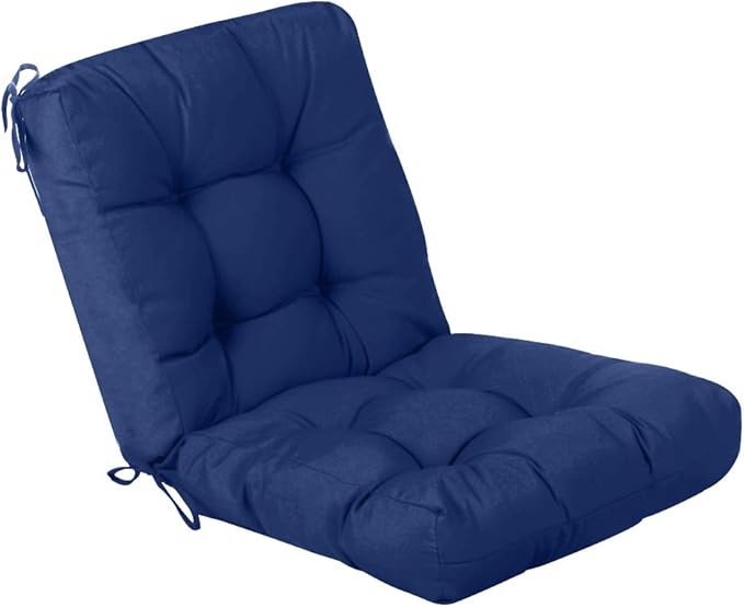 QILLOWAY Outdoor Chair Cushion for Patio Furniture, Waterproof Patio Cushions Set of 4 with Ties, Fade Resistant Replacement Pads for Outdoor Rocking Chairs,Navy