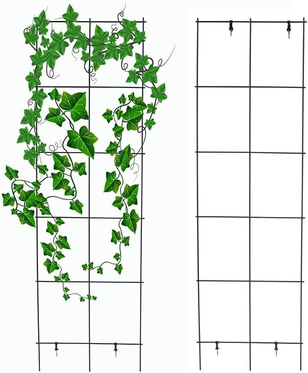 Green PVC Pot Trellis 57''x17.7 Metal Plant Stakes Climbing Plants Pack of 2