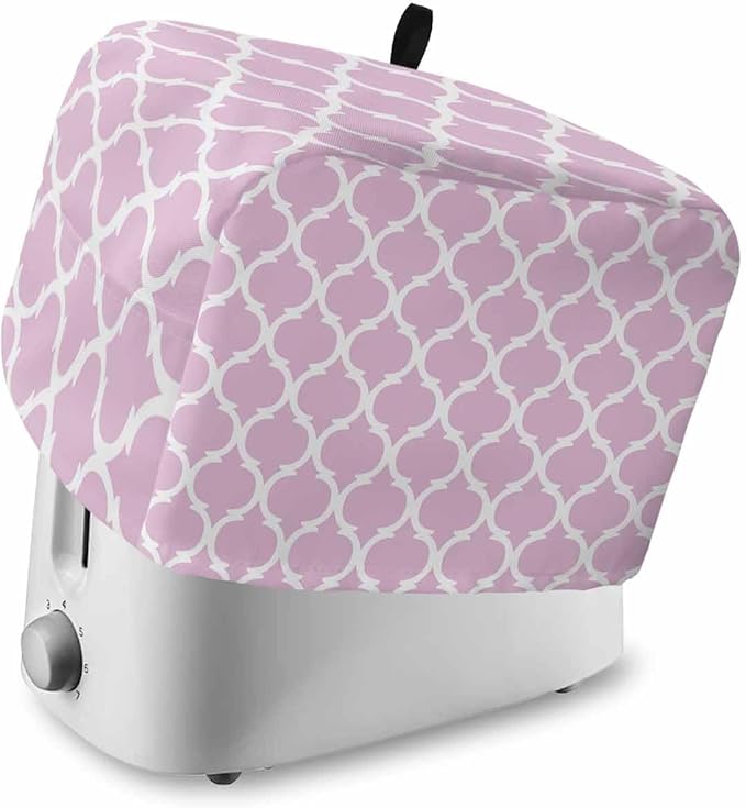 Toaster Cover 4 Slice Geometric Pattern Trellis Toaster Oven Cover with Pockets Morocco Style Pink Dustproof Bakeware Protector Small Kitchen Appliance Dust Covers and Fingerprint Protection for Women