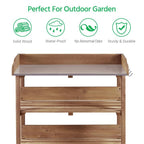 Yaheetech Potting Bench Outdoor Console Table w/3-Tier Storage,Brown