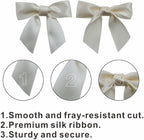 2.5" Hgzgch Cream Satin Ribbon Bow for Gift Wrapping, Premade Bows for Crafts, Cake, Party Favors, Handmade Bows with Double-Sided Tape, Self Adhesive Gift Bows for Presents, Treats, Christmas - 50pcs