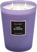 HomeLights Highly Scented Soy Candles Big 33.3 oz for Home. 3 Cotton Wicks, Smokeless Long Lasting 130 hrs in Lilac Blossom. 5x6, Great Gift for Women & Men
