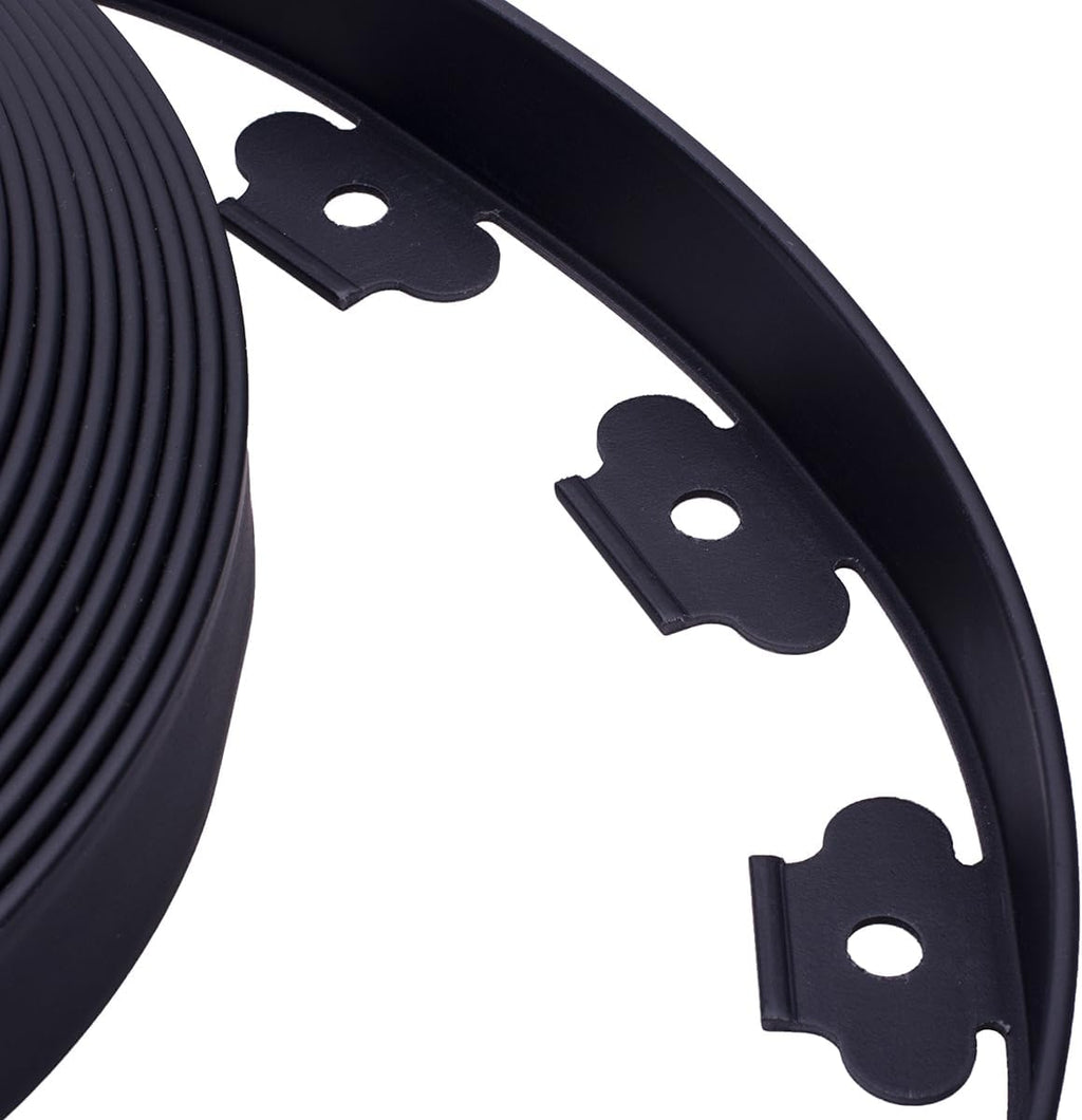 Garden Edging，40FT Landscape Edging with 25 Spikes for Lawn 1.5 Inch Tall (Black, 40FT)