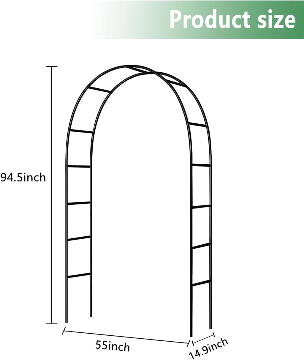 Green Iron Pergola Arbor Practical, 7.9 Feet High x 4.6 Feet Wide, Assemble Easily for Various Climbing Plant Wedding Garden Arch Bridal Party Decoration Wide Arbor