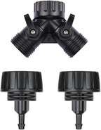 1/4 Inch Drip Irrigation Tubing Fitting to Faucet Adapter Connector, 2 Way Y Splitter for 3/4" Inch Garden Hose to 1/4 Inch Drip Irrigation Hose