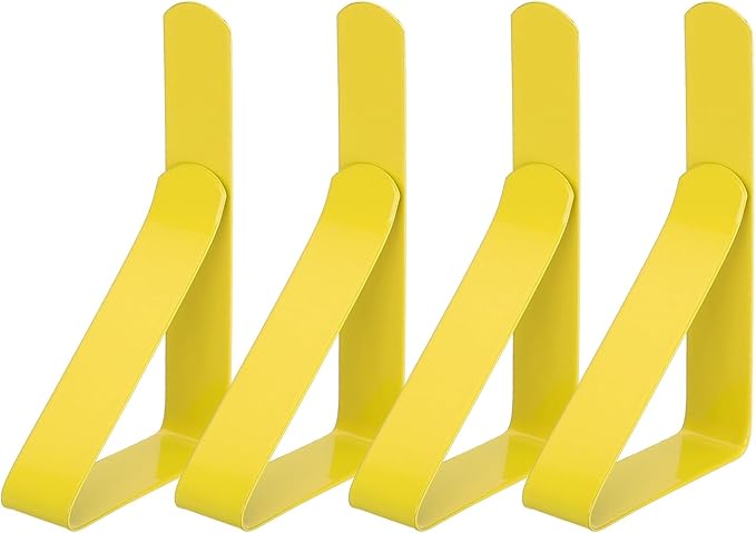 uxcell 4 Pack Tablecloth Clips, Stainless Steel Table Cloth Cover Clamps, 2.95" x 1.77" Windproof Holder Clips for Home Party Picnic Wedding Camping Dining Tables, Yellow